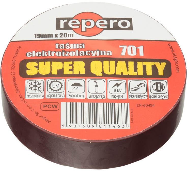 TAŚMA IZOLACYJNA REPERO 701 BRĄZOWA 19MMX20M