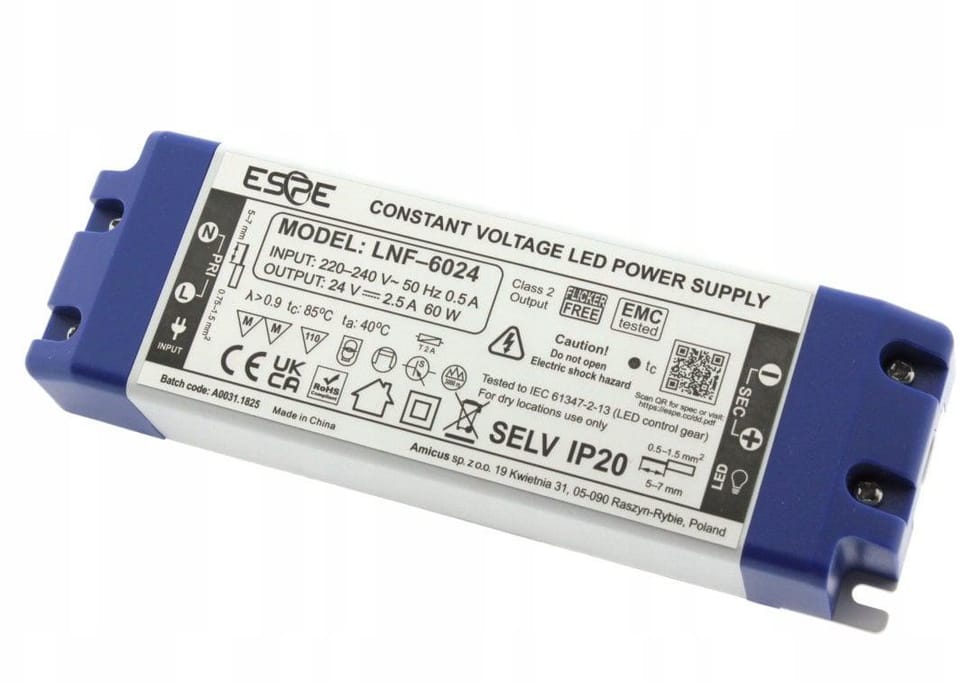 ZASILACZ IMPULSOWY LED ESPE LNF-6024 24V/60W/2.5A IP20