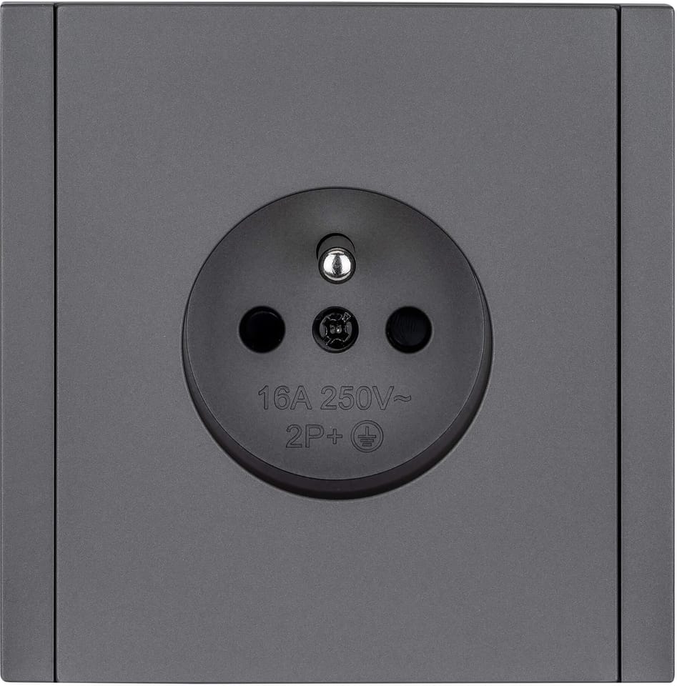 Gniazdo pojedyncze z uziemieniem szare WESA – CC TR 13X