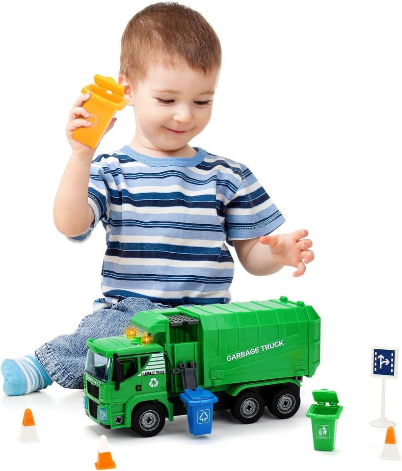Ciężarówka Auto Samochód ŚMIECIARKA Do Rozkręcania W Walizce + Kosz Na Śmieci