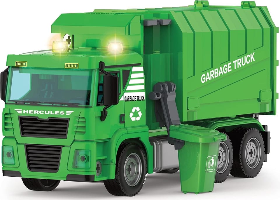 Ciężarówka Auto Samochód ŚMIECIARKA Do Rozkręcania W Walizce + Kosz Na Śmieci