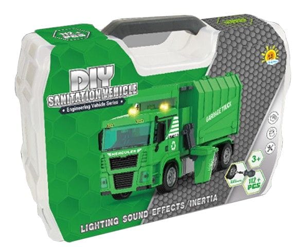 Ciężarówka Auto Samochód ŚMIECIARKA Do Rozkręcania W Walizce + Kosz Na Śmieci