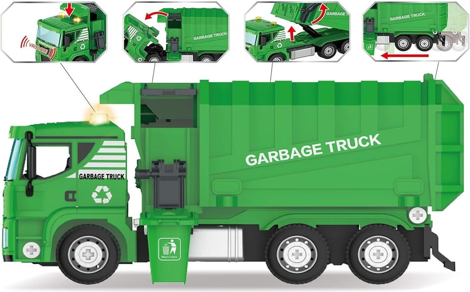 Ciężarówka Auto Samochód ŚMIECIARKA Do Rozkręcania W Walizce + Kosz Na Śmieci