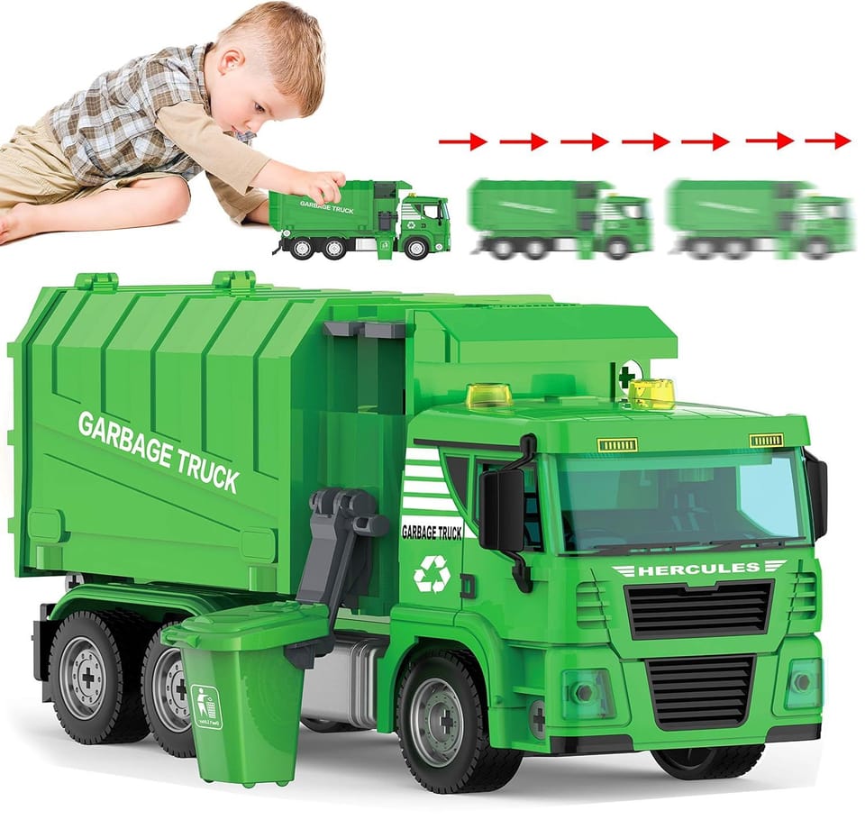 Ciężarówka Auto Samochód ŚMIECIARKA Do Rozkręcania W Walizce + Kosz Na Śmieci