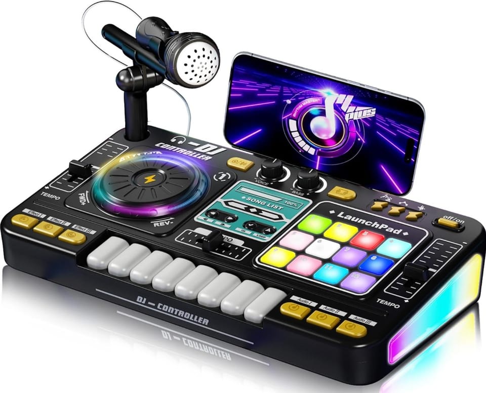 Konsola Dj dla dzieci Organki Zabawka muzyczna Elektroniczny Mikser Kontroler Mikrofon Konsoleta Światło LED