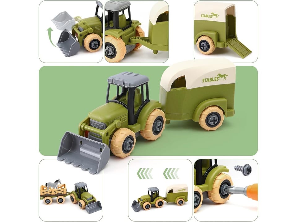 Farma Traktor Kombajn Do Skręcania Stajnia Gospodarstwo Rolne Zestaw Majsterkowicza Rolnika Zwierzęta Wkrętarka