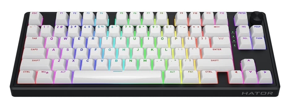 Klawiatura dla graczy Hator Skyfall 80 bezprzewodowa mechaniczna biało-czarna