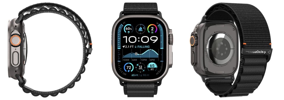 Pasek Spigen WBF1 do Apple Watch         6/7/8/9/10/11/SE/SE 3/Ultra 1/Ultra 2/ Ultra 3 44/45/46/49mm czarny