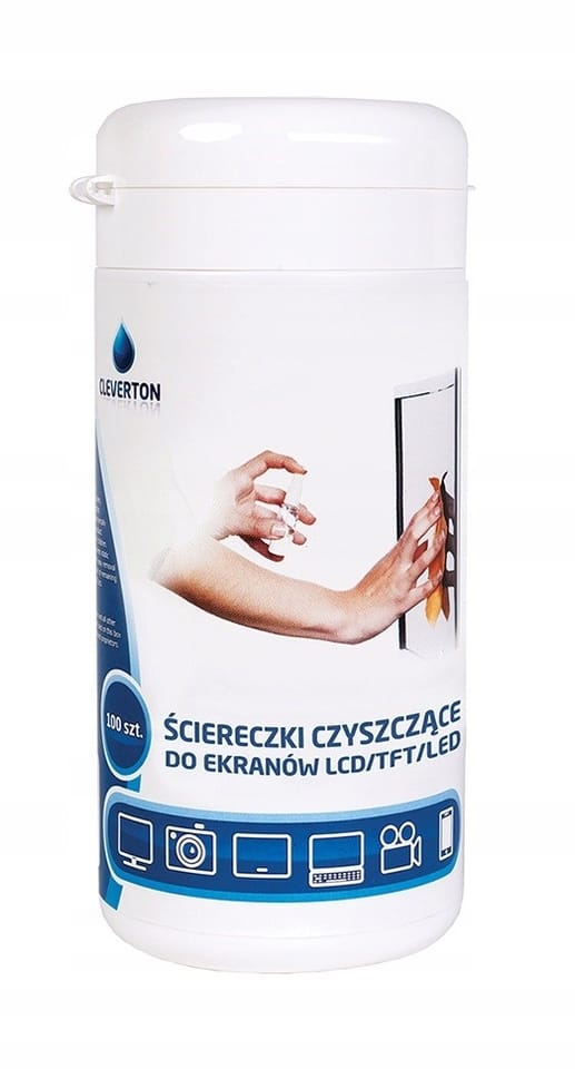 Ściereczki do czyszczenia ekranów LCD/TFT/LED CLEVERTON tuba 100sztuk