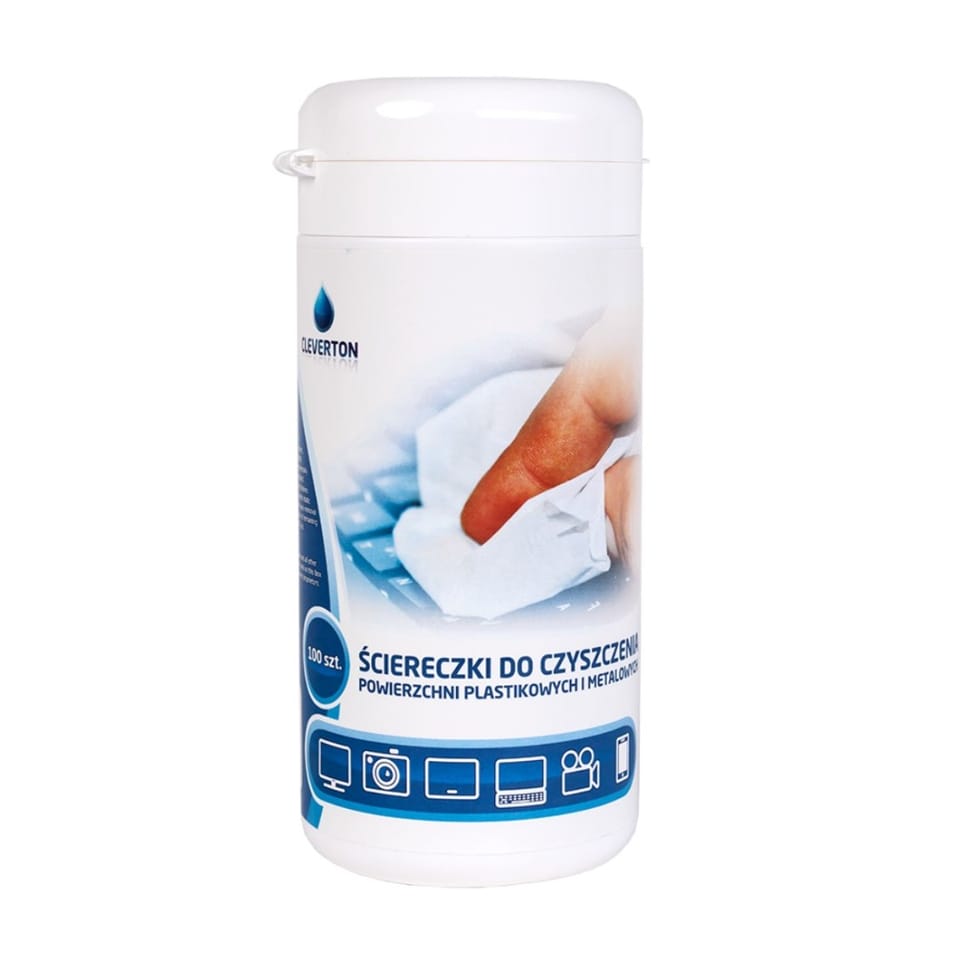 Ściereczki do czyszczenia plastiku CLEVERTON tuba 100sztuk
