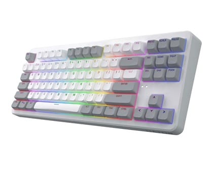 Klawiatura dla graczy Hator Rockfall 3 TKL bezprzewodowa mechaniczna biała, klawisze szaro-białe