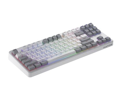 Klawiatura dla graczy Hator Rockfall 3 TKL bezprzewodowa mechaniczna biała, klawisze szaro-białe