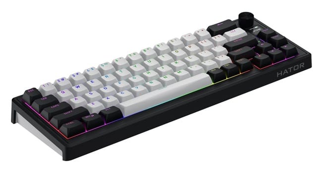 Klawiatura dla graczy Hator Skyfall 65 MAG ULTIMA 8K bezprzewodowa biało-czarna