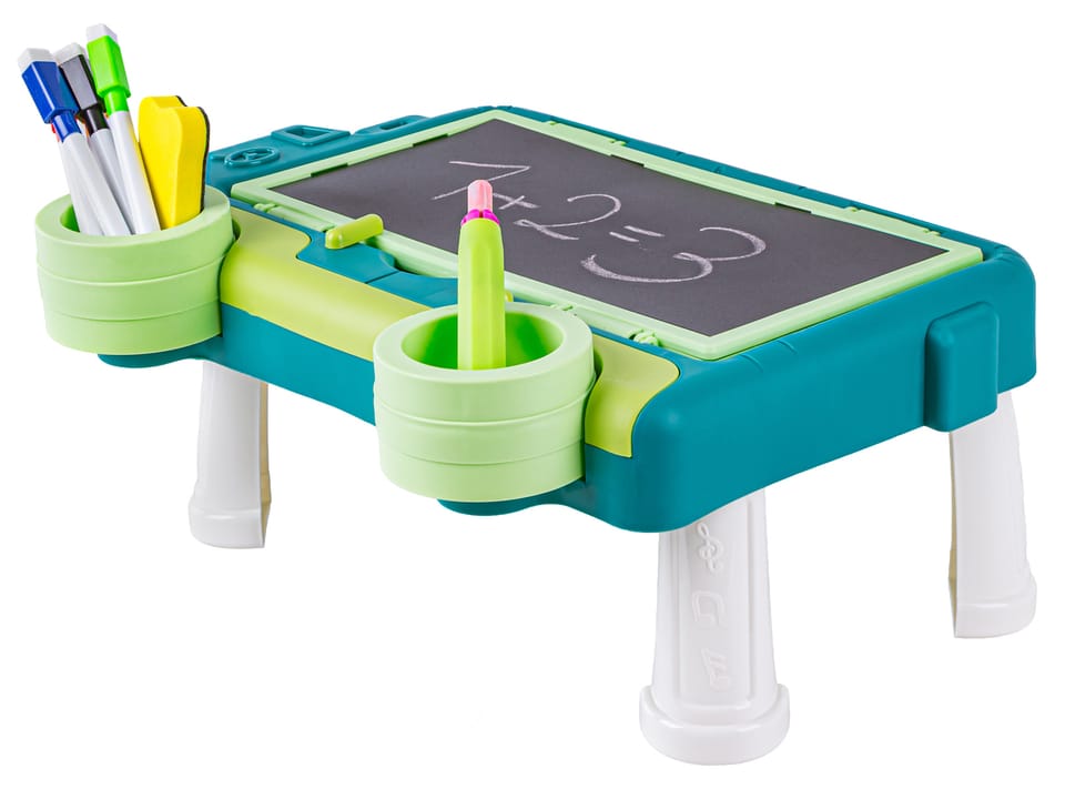 Wielofunkcyjna Dwustronna Tablica 2w1 Do Rysowania Malowania Zmazywalna Kredowa Stolik ZIELONA