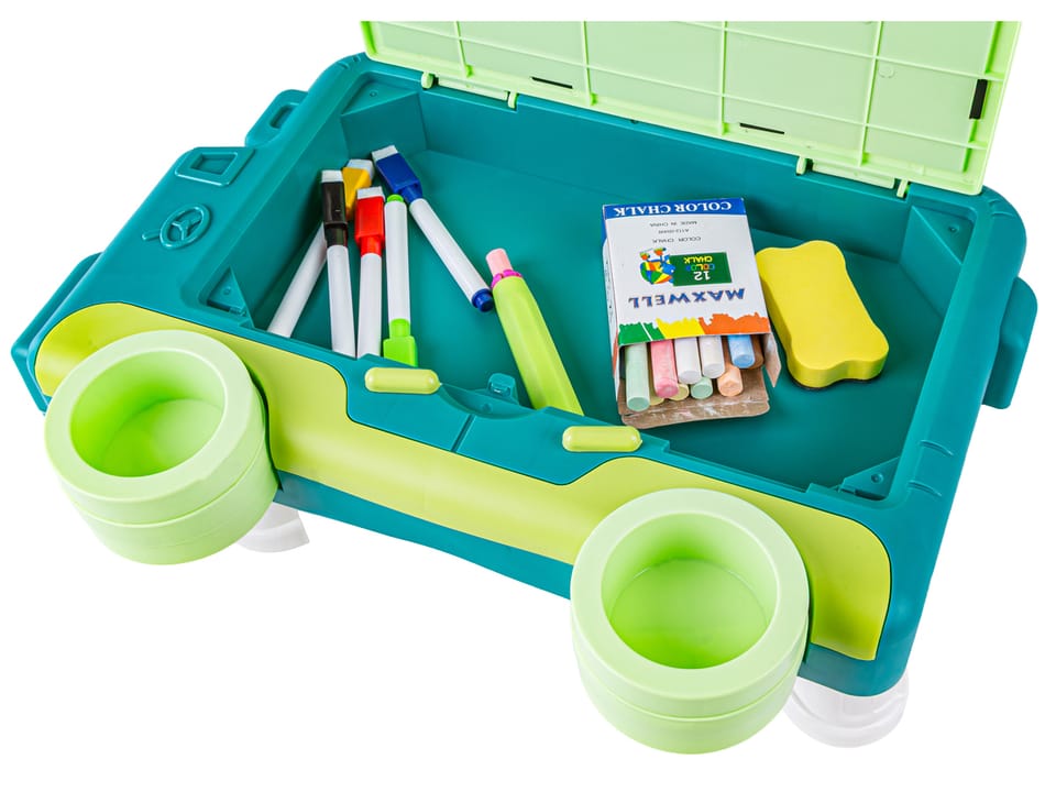 Wielofunkcyjna Dwustronna Tablica 2w1 Do Rysowania Malowania Zmazywalna Kredowa Stolik ZIELONA