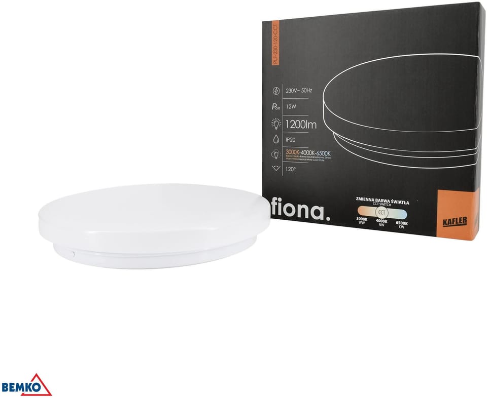 plafoniera LED FIONA 12W 3000/4000/6500K 1200LM IP20 biała