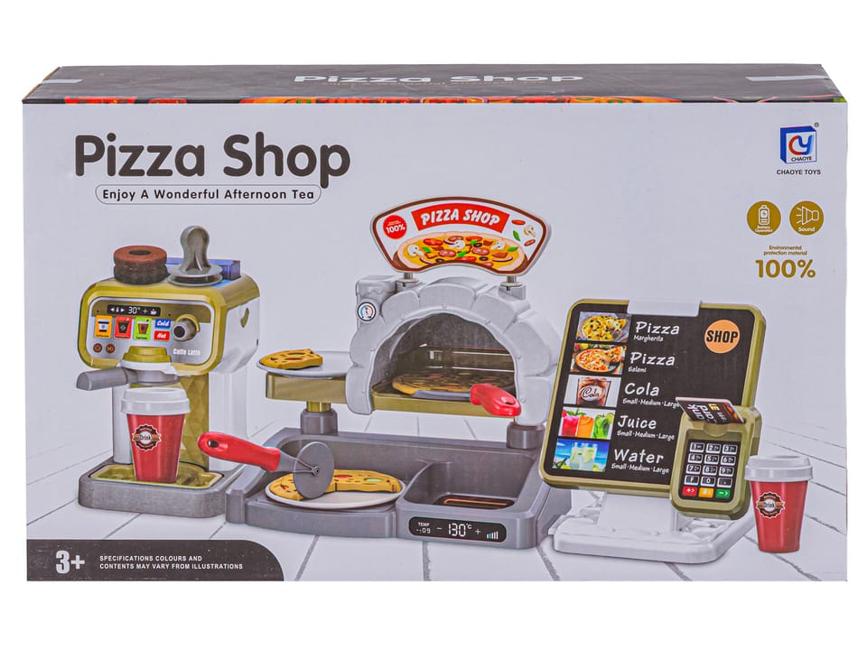 Zestaw do Pieczenia Pizzy Edukacyjna Zabawka Sklep Pizzeria Pizza Ekspres Do Kawy Kasa Fiskalna