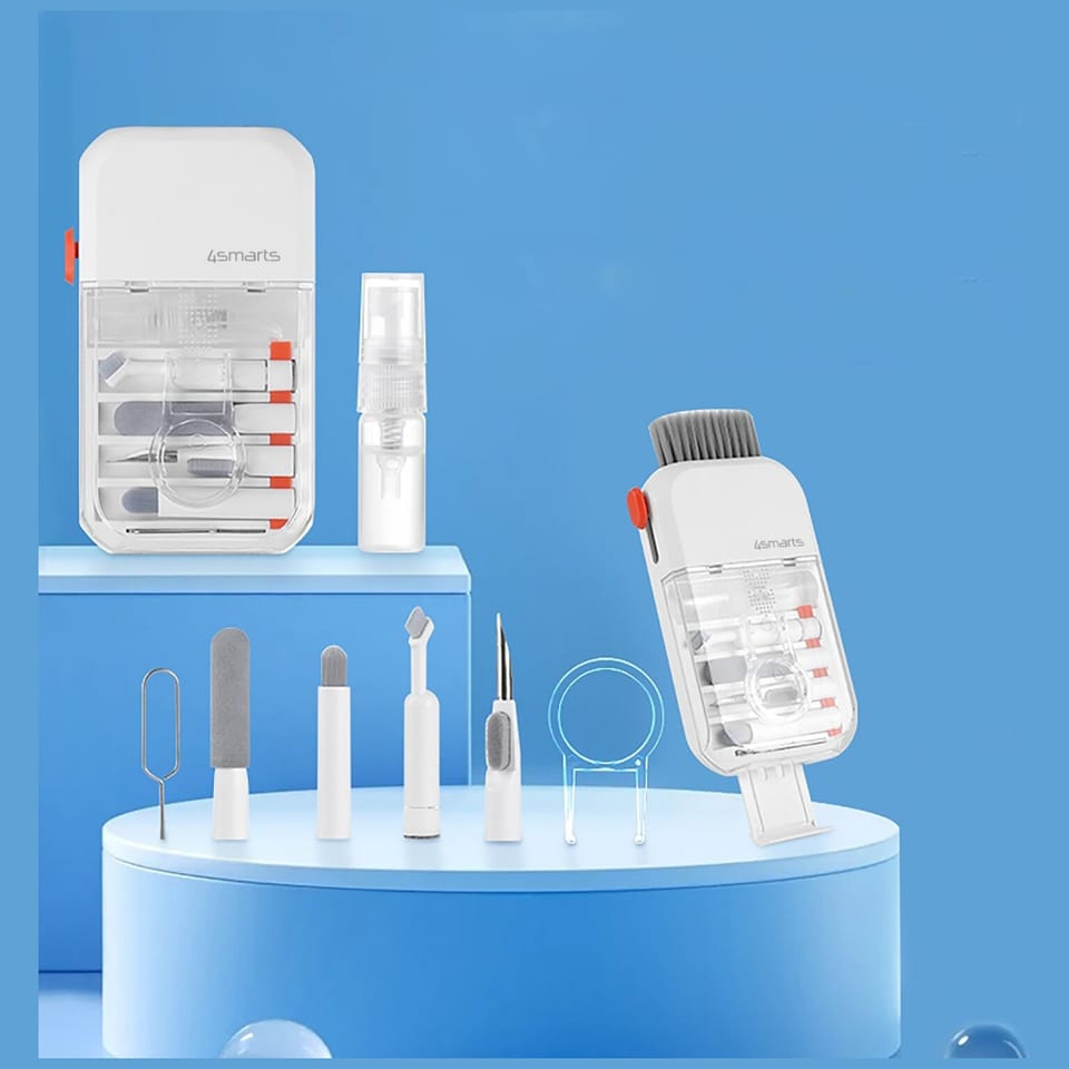 Wielofunkcyjny zestaw czyszczący 4smarts 10w1 do telefonów i urządzeń bialy