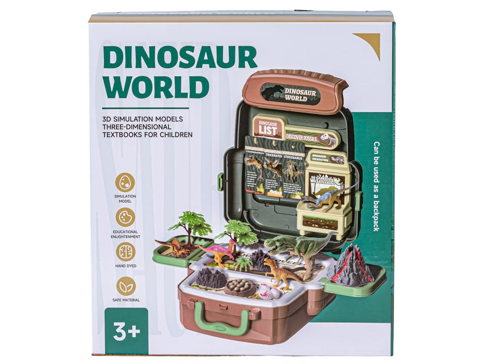 Duży Zestaw Dinozaurów W Plecaku Figurki W Walizce DINOZAURY Wulkan Akcesoria 30 El.