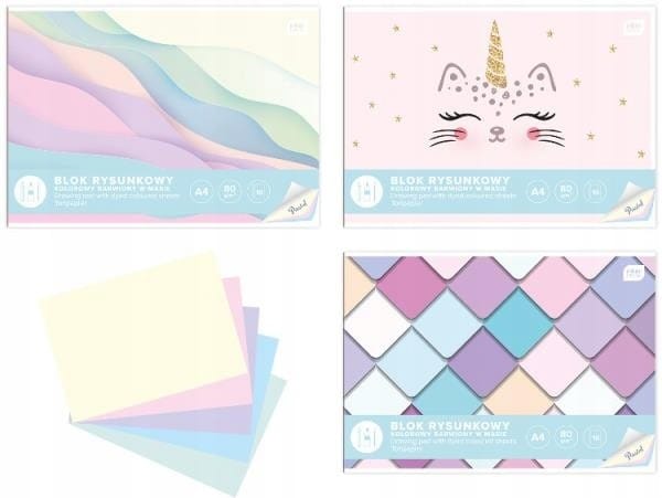 Blok rysunkowy A4 kolor 10k Pastel INTERDRUK