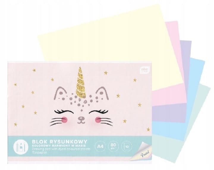 Blok rysunkowy A4 kolor 10k Pastel INTERDRUK