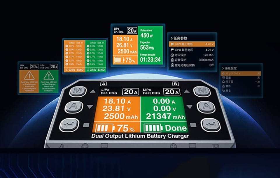 Dwukanałowa ładowarka akumulatorów litowych