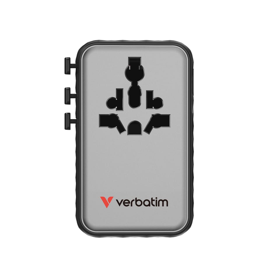 Verbatim Adapter podróżny EU/UK/US GaN   1xUSB-A/3xUSB-C PD 170W czarny 30190