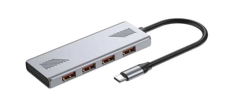 HUB USB-C 4 portowy (4 x USB-A) Gembird srebrny