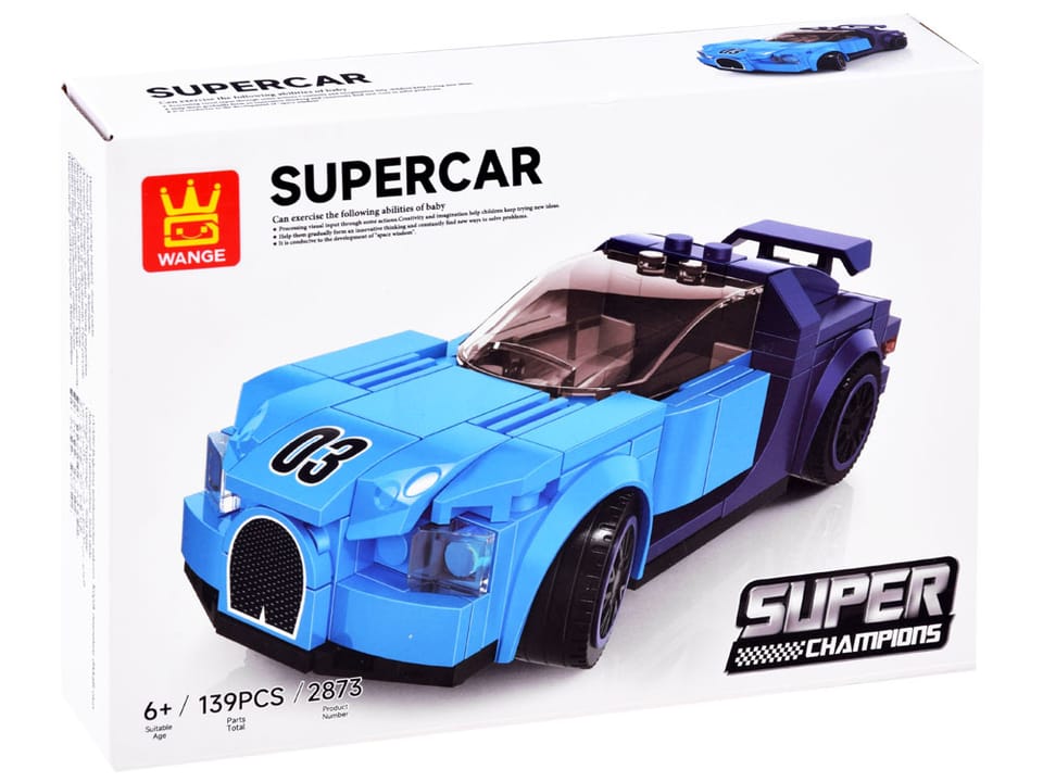 Klocki techniczne Sportowe auto NIEBIESKIE 139-elementów + naklejki ZA4288