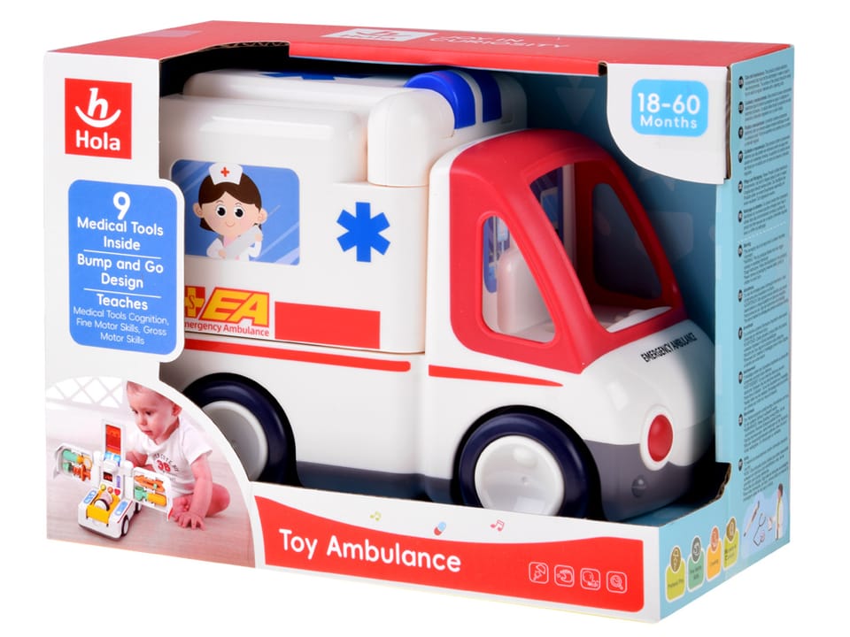 Interaktywne Autko Ambulans + akcesoria z ludzikami Dźwięk Światło ZA4540