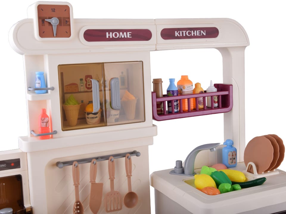 Interaktywna beżowa kuchnia dla dzieci + efekty: światło dźwięk para ZA5766