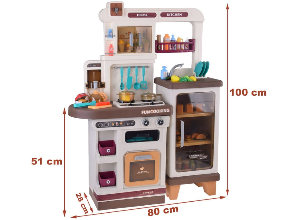 Interaktywna brązowa kuchnia dla dzieci+efekty: światło dźwięk para ZA5765
