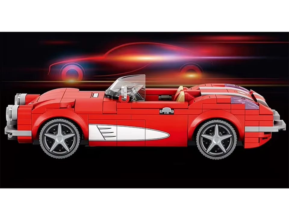 Klocki techniczne Retro auto CZERWONY KABRIOLET z lat 50. 311-ele ZA5790