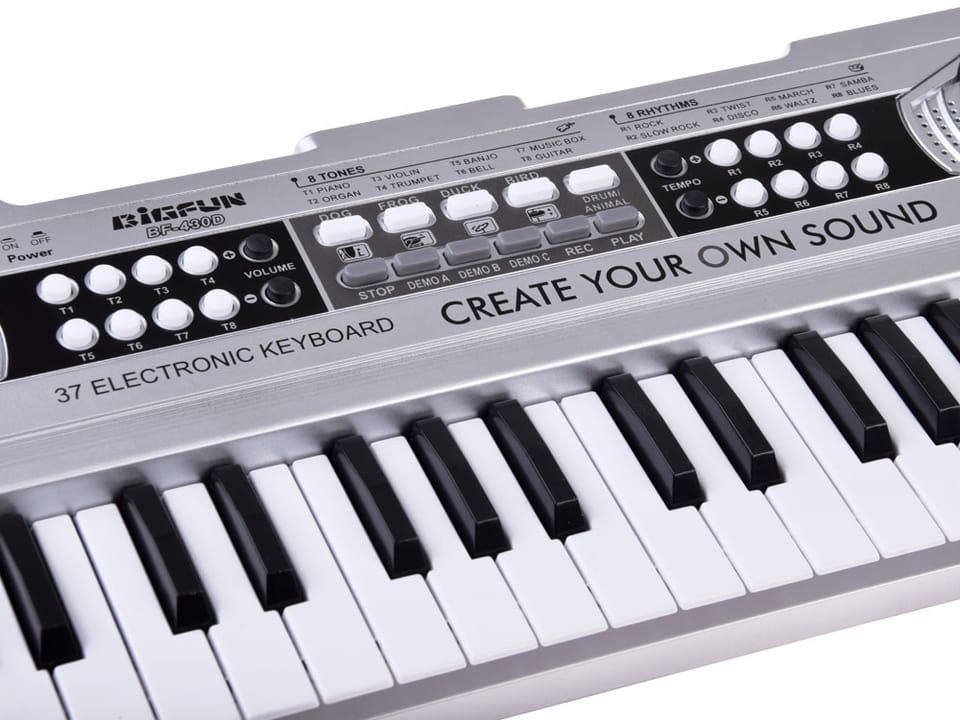 Organy mini KEYBOARD 37-klawiszy + mikrofon SREBRNY IN0183