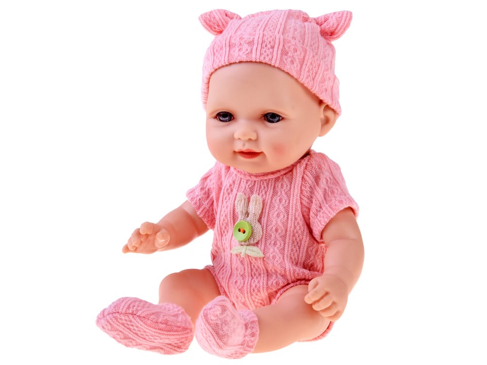 Urocza lalka BOBAS 26 cm - lekka i ruchoma w śpioszkach z czapeczką ZA5831