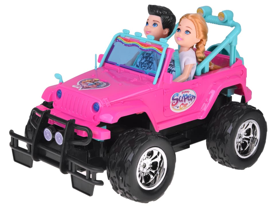 Zdalnie sterowane RÓŻOWE AUTO dla lalek + chłopiec i dziewczynka RC0734