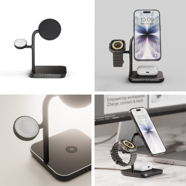 Magnetyczna ładowarka indukcyjna 3w1     Zens Office Charger Pro 3 + ładowanie Apple Watch Qi2 15W