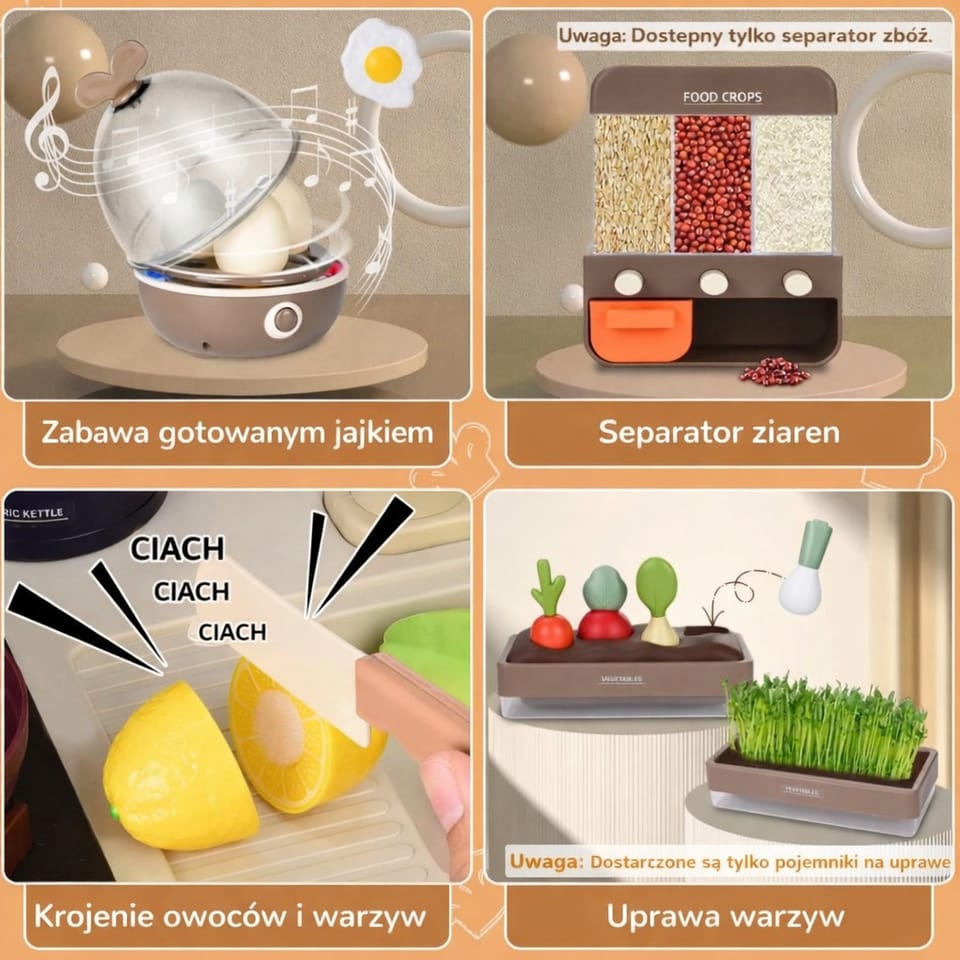 Multifunkcyjna Kuchnia Para I Dźwięk Jajowar Płyta Gazowa Piekarnik Zlewozmywak Akcesoria 104 el.