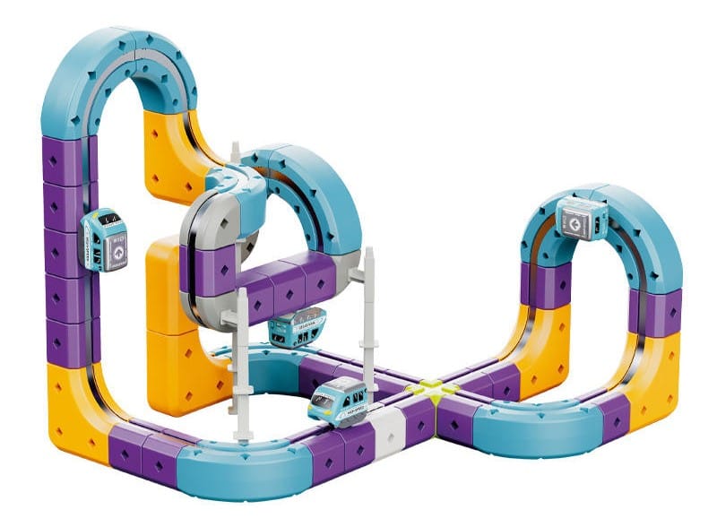 Tor Magnetyczny Zjazd samochodowy Kolejka Zjeżdżalnia Pociąg Klocki Konstrukcyjne 87 el.