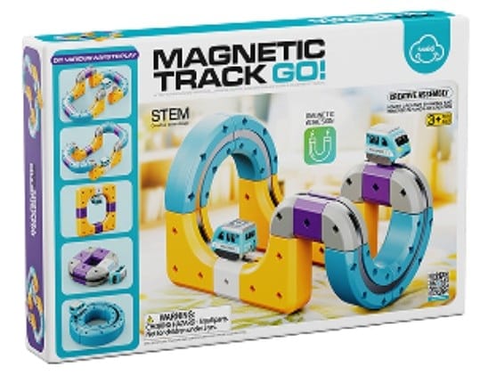 Tor Magnetyczny Zjazd samochodowy Kolejka Zjeżdżalnia Pociąg Klocki Konstrukcyjne 39 el.