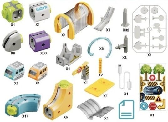 Tor Magnetyczny Zjazd samochodowy Kolejka Zjeżdżalnia Pociąg Klocki Konstrukcyjne 128 el.