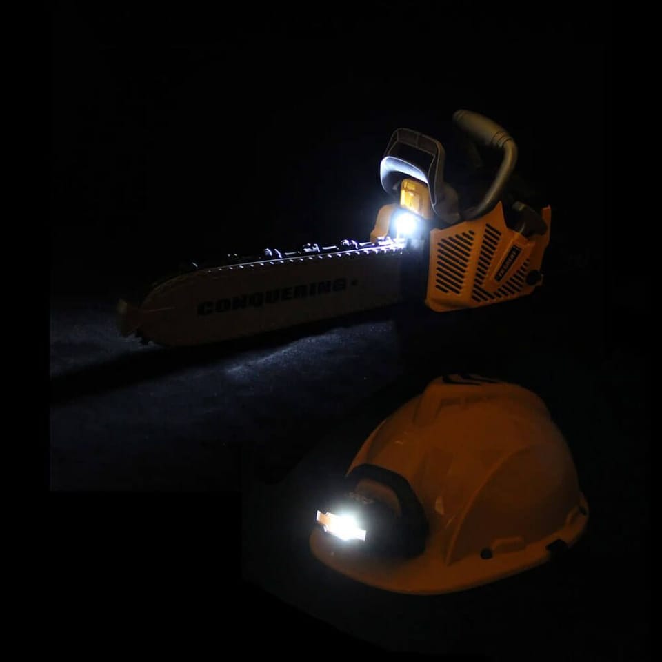 Piła Łańcuchowa Motorowa Zestaw Dla Małego Drwala Kask z oświetleniem