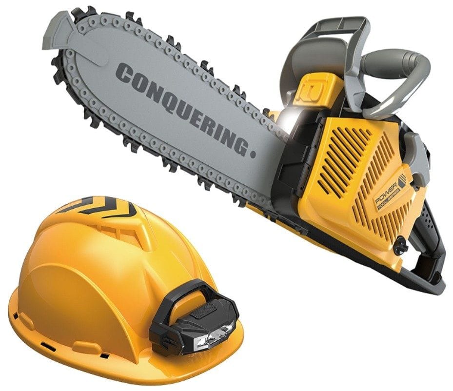 Piła Łańcuchowa Motorowa Zestaw Dla Małego Drwala Kask z oświetleniem
