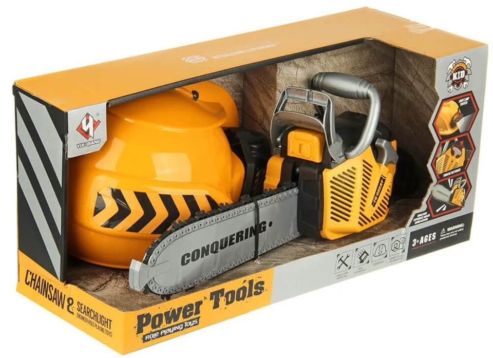 Piła Łańcuchowa Motorowa Zestaw Dla Małego Drwala Kask z oświetleniem