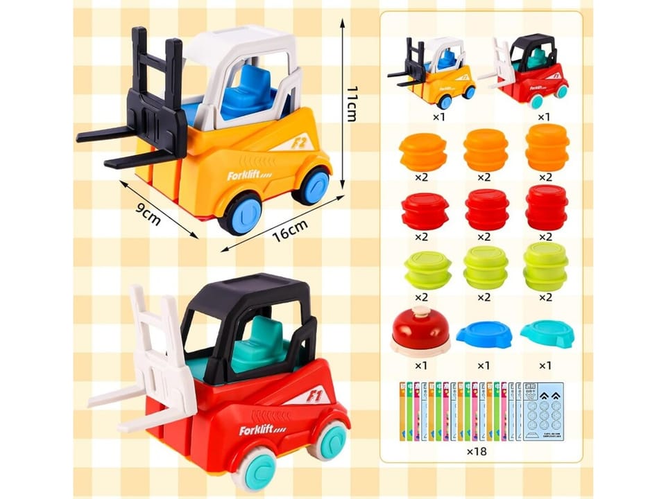 Wózek widłowy Gra zręcznościowa na refleks ZBUDUJ WIEŻĘ Układanka Ułóż beczki widlakiem Widlak