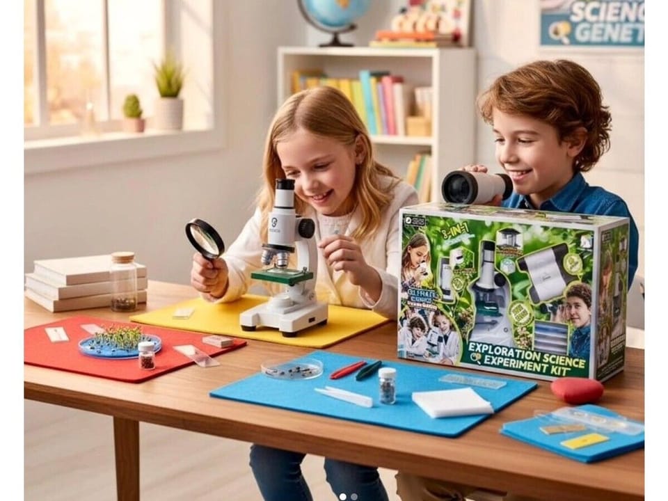 Edukacyjny Mikroskop Stacjonarny Kieszonkowy Lupa Lornetka 3w1 Zabawka Naukowa Przybliżenie Do 1200x