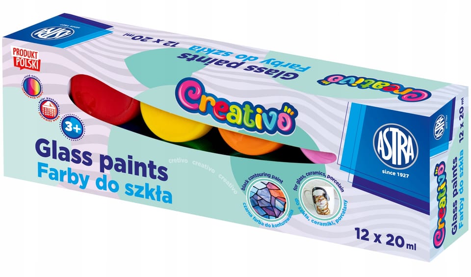 Farby do szkła 12kol. x 20ml 301124007 ASTRA