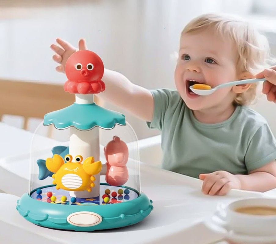 Bączek Kolorowa Karuzela Z Kulkami Ośmiornica Zwierzęta Morskie + Obręcze