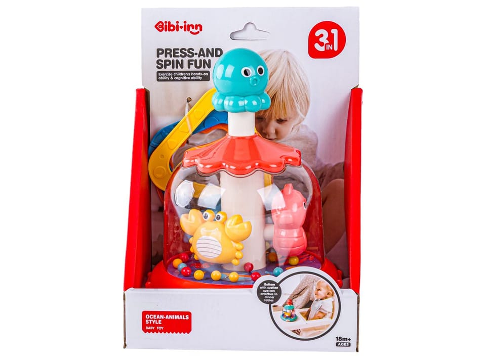 Bączek Kolorowa Karuzela Z Kulkami Ośmiornica Zwierzęta Morskie + Obręcze