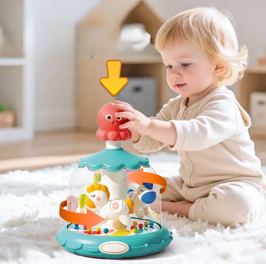 Bączek Kolorowa Karuzela Z Kulkami Ośmiornica Koniki Kucyki + Obręcze